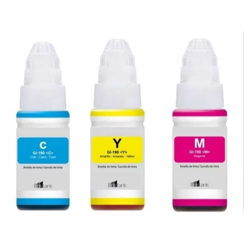 KIT 3 REFIL COLORIDO  CANON GI-190 G3110/G2010/G3100/G1100/G3111/G3102/G4100/G4102/G4110/G4111