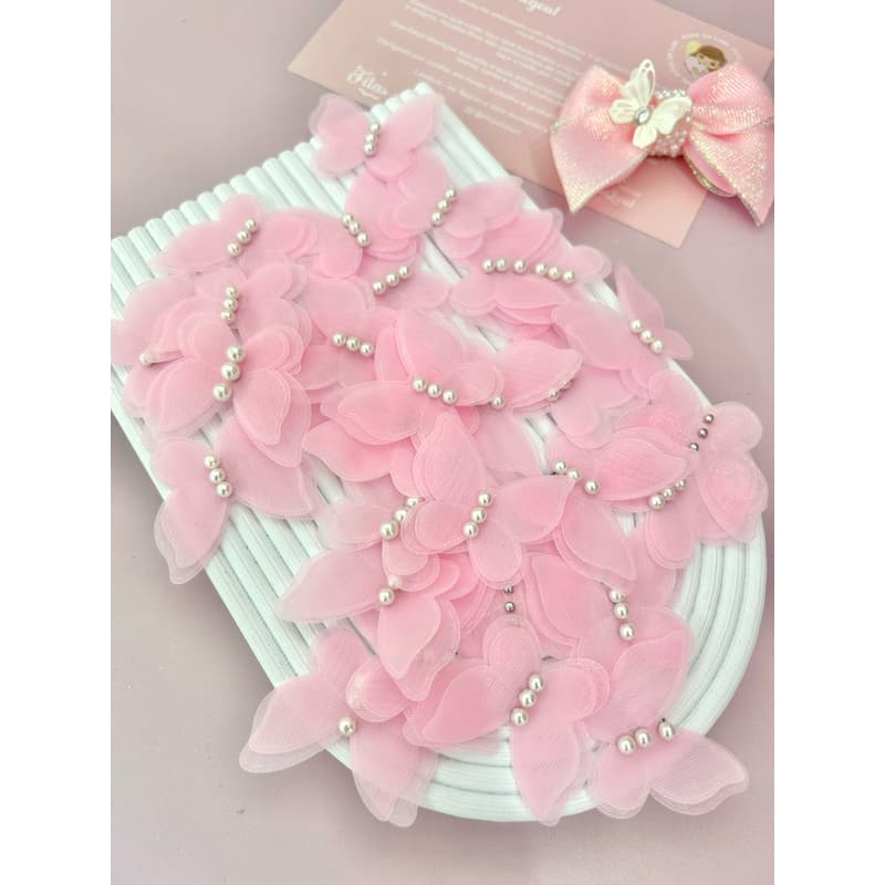 APLIQUE BORBOLETA ORGANZA PEROLADA - 10 ou 5 UN