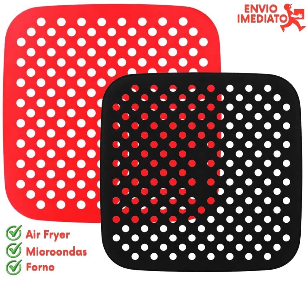 Tapete de Cozimento para Air Fryer Quadrado Silicone Reutilizável Livre de BPA