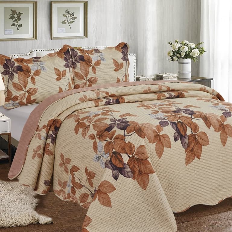 Kit Colcha Cobre Leito King 3 Peças Estampada