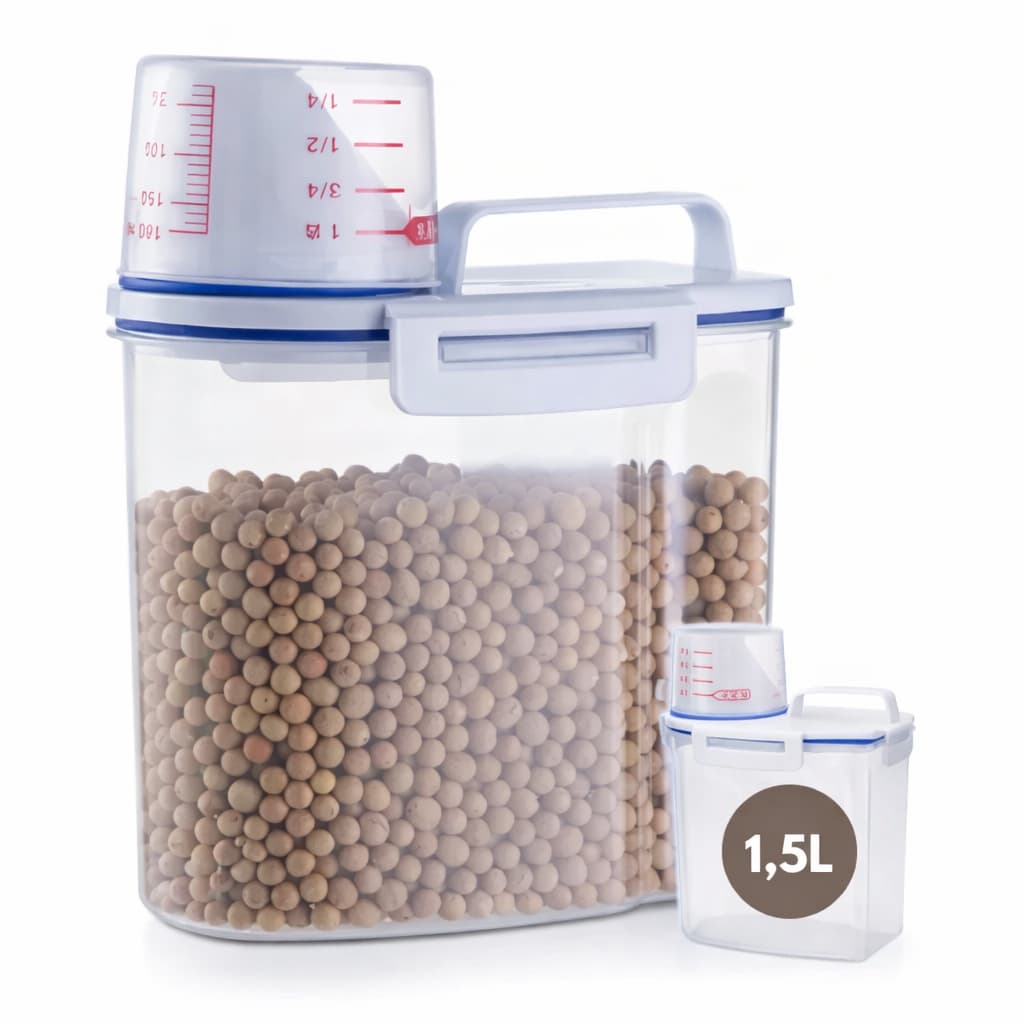 Pote Hermético Com Medidor Organizador De Alimentos Mantimentos Arroz Grãos Cerais