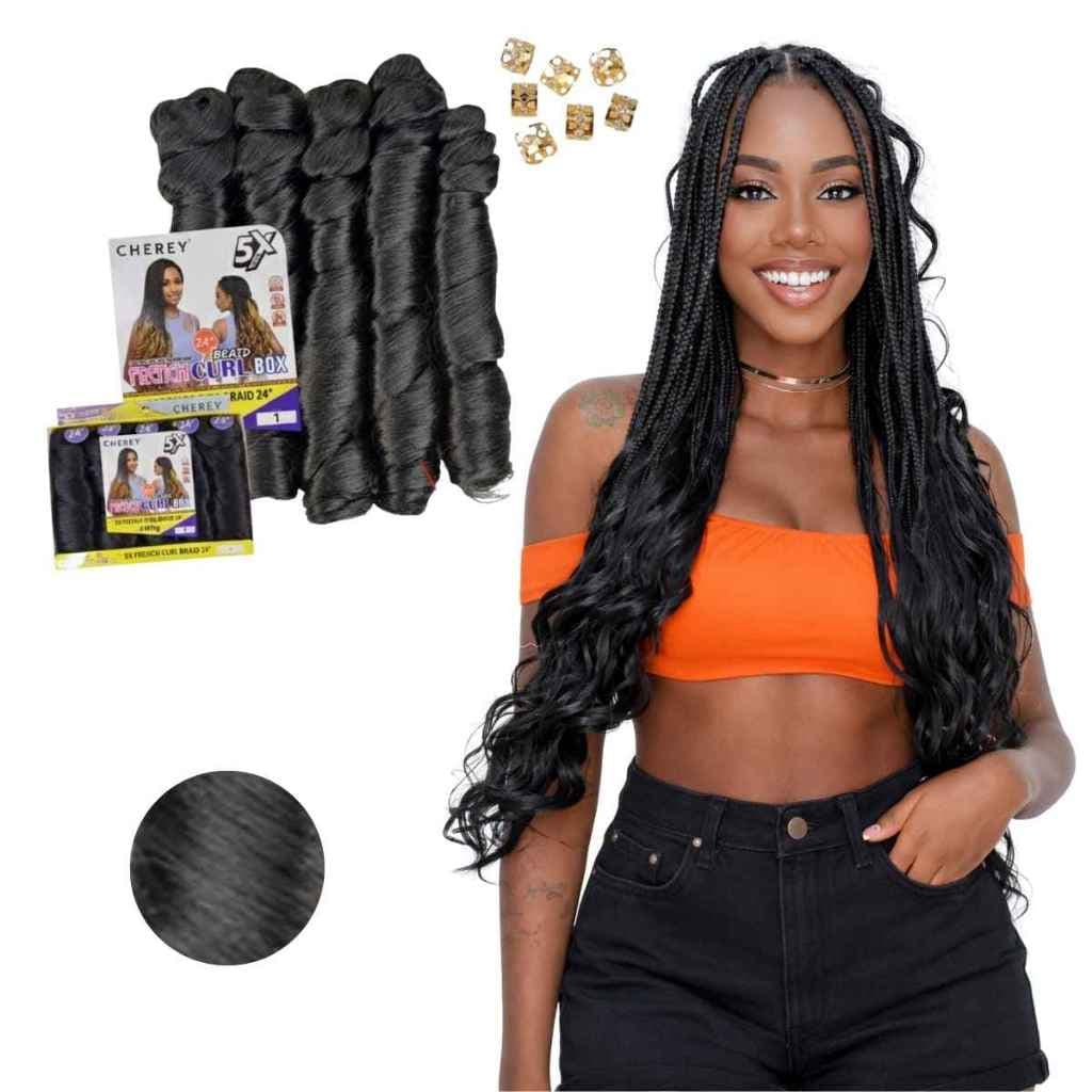 Cabelo Liso Ondulado Para Trança French Curl 400gramas Braid Cherey 5x