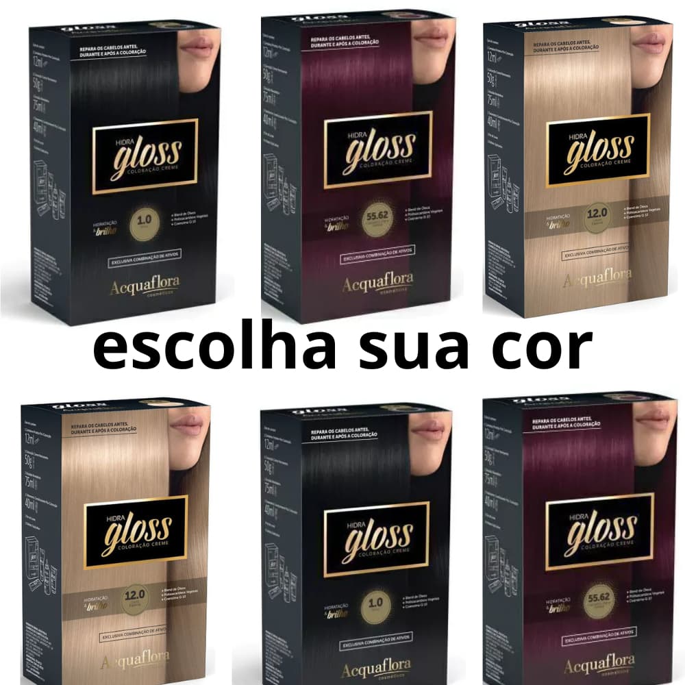 Tintura Acquaflora Hidra Gloss Creme  Cor Vibrante  Brilho Intenso  Hidratação