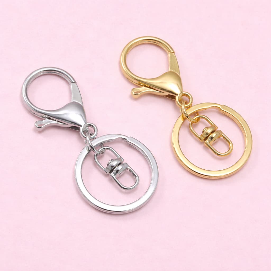 Argola de Chaveiro 30MM 10pçs Com Mosquetão dourado ou níquel