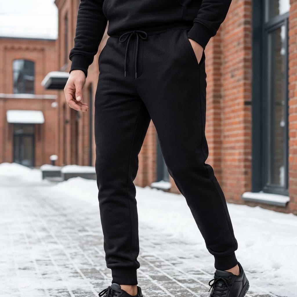 Calça Moletom Peluciada Jogger Com Punho e Cordão Ajustável Inverno Quente e Confortável