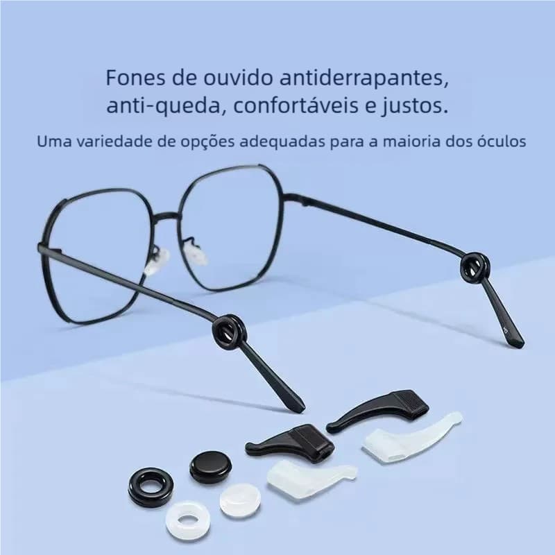 Gancho de Orelha Flexível Preto em Silicone para Haste de Óculos - Anti-Deslizante e Confortável