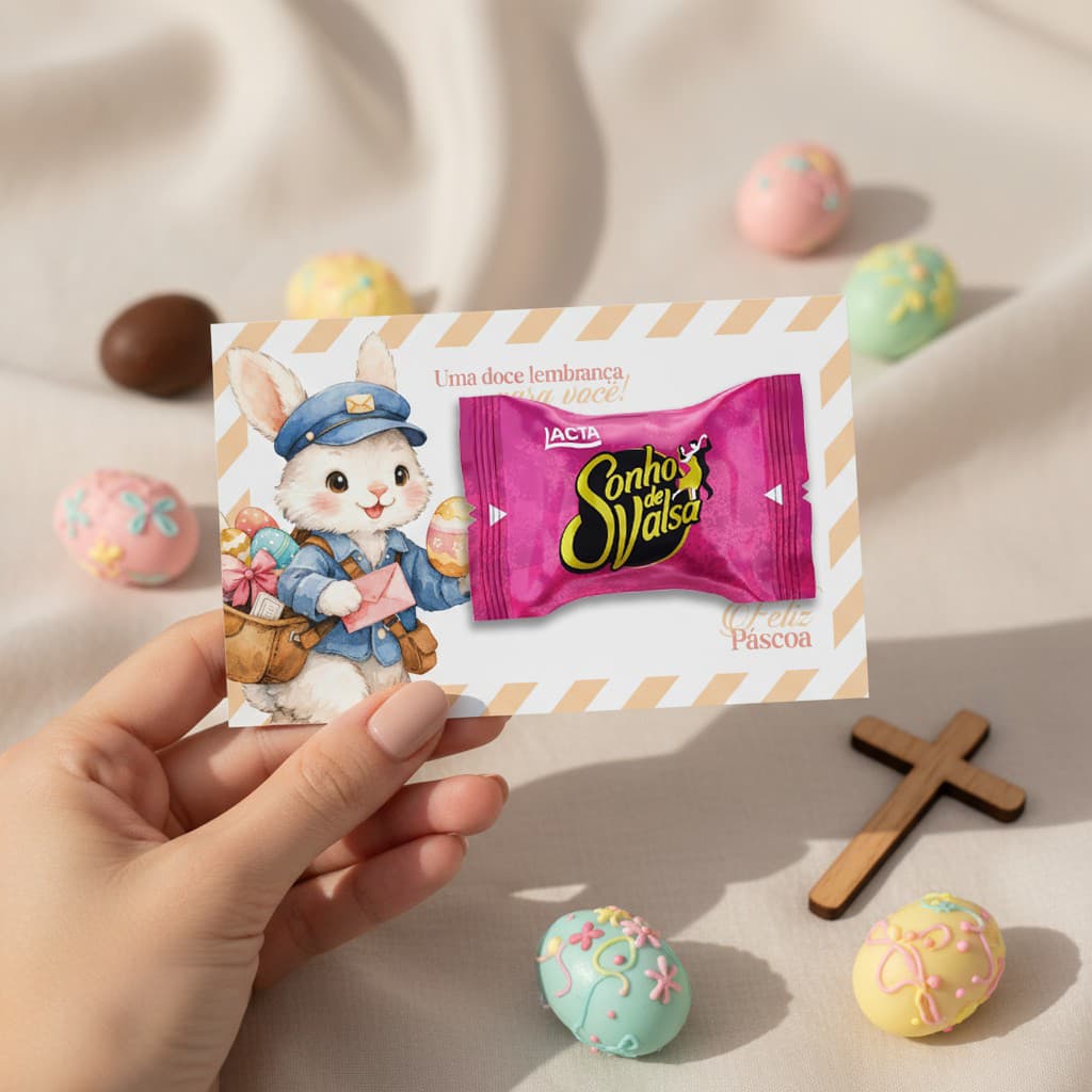 Cartão postal para bombom feliz páscoa agradecimento lembrancinha mimo cliente 9x14cm (não acompanha bombom)