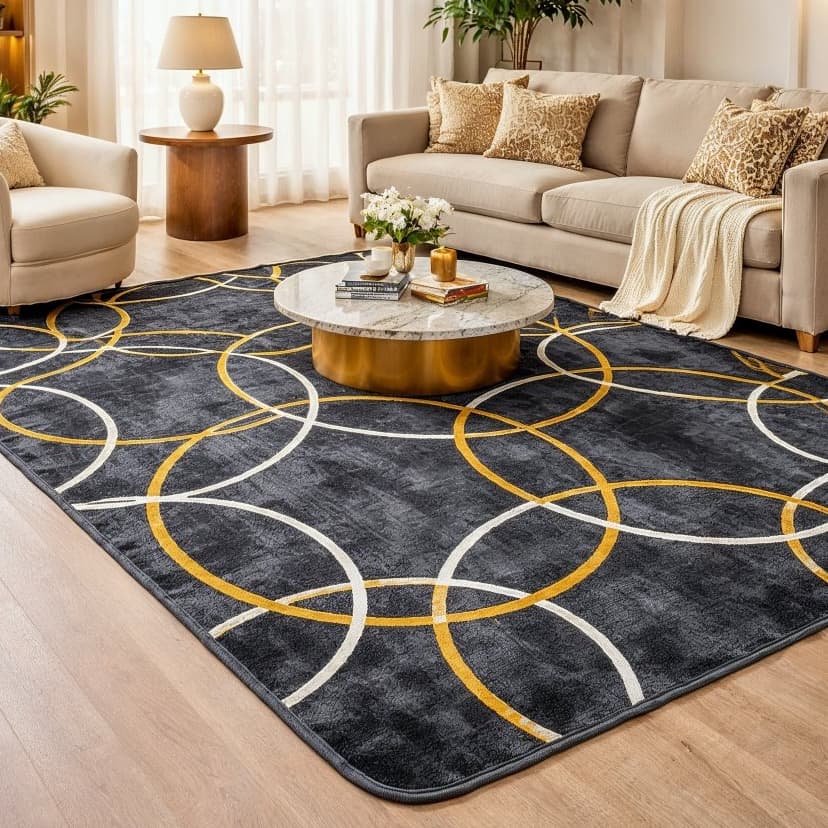 Tapete Sala Geometrico Luxo 2,00x1,50m Grande Macio Decorativo Moderno Antiderrapante