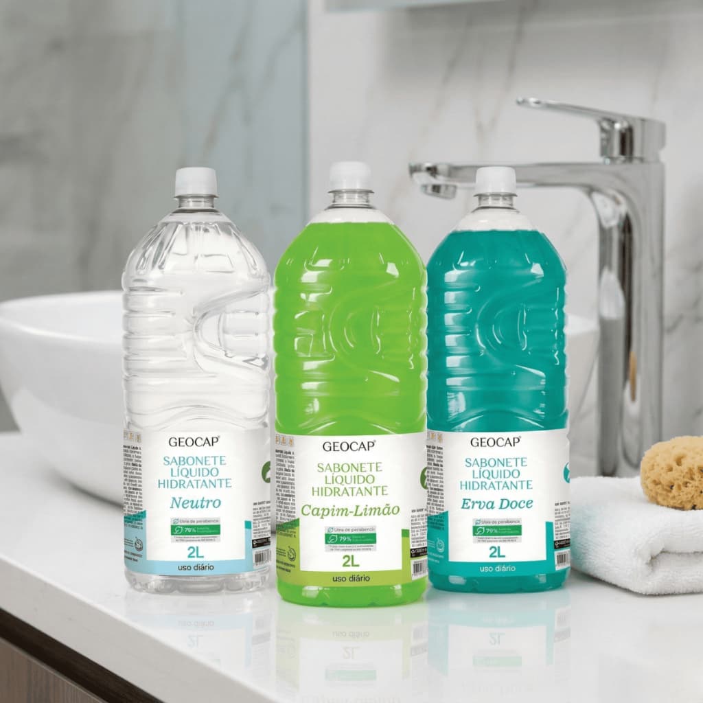 Sabonete Líquido Hidratante Geocap 2 Litros Mãos Corpo e Rosto Ph Neutro Perfumado Econômico
