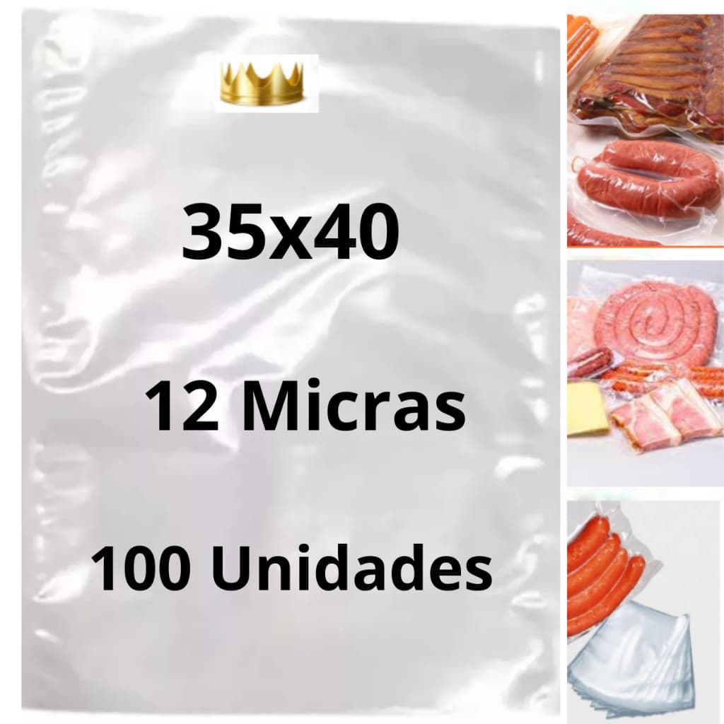 Saco de embalagem a Vácuo Lisa 35X40 12 micra - 100 Unidades