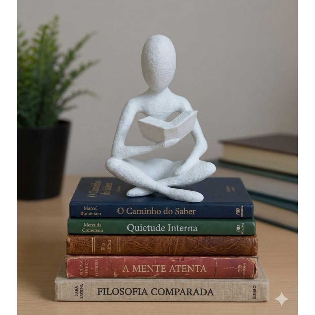 Escultura Minimalista 3D "Celestial Leitor" – Decoração Moderna para Casa e Escritório - Presente