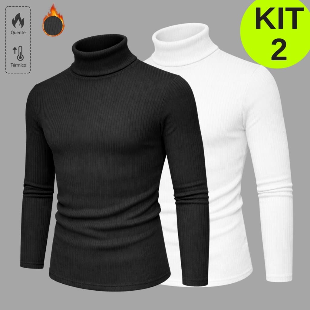 Kit 2 Camisetas Masculina Manga Longa Gola Alta Cacharrel