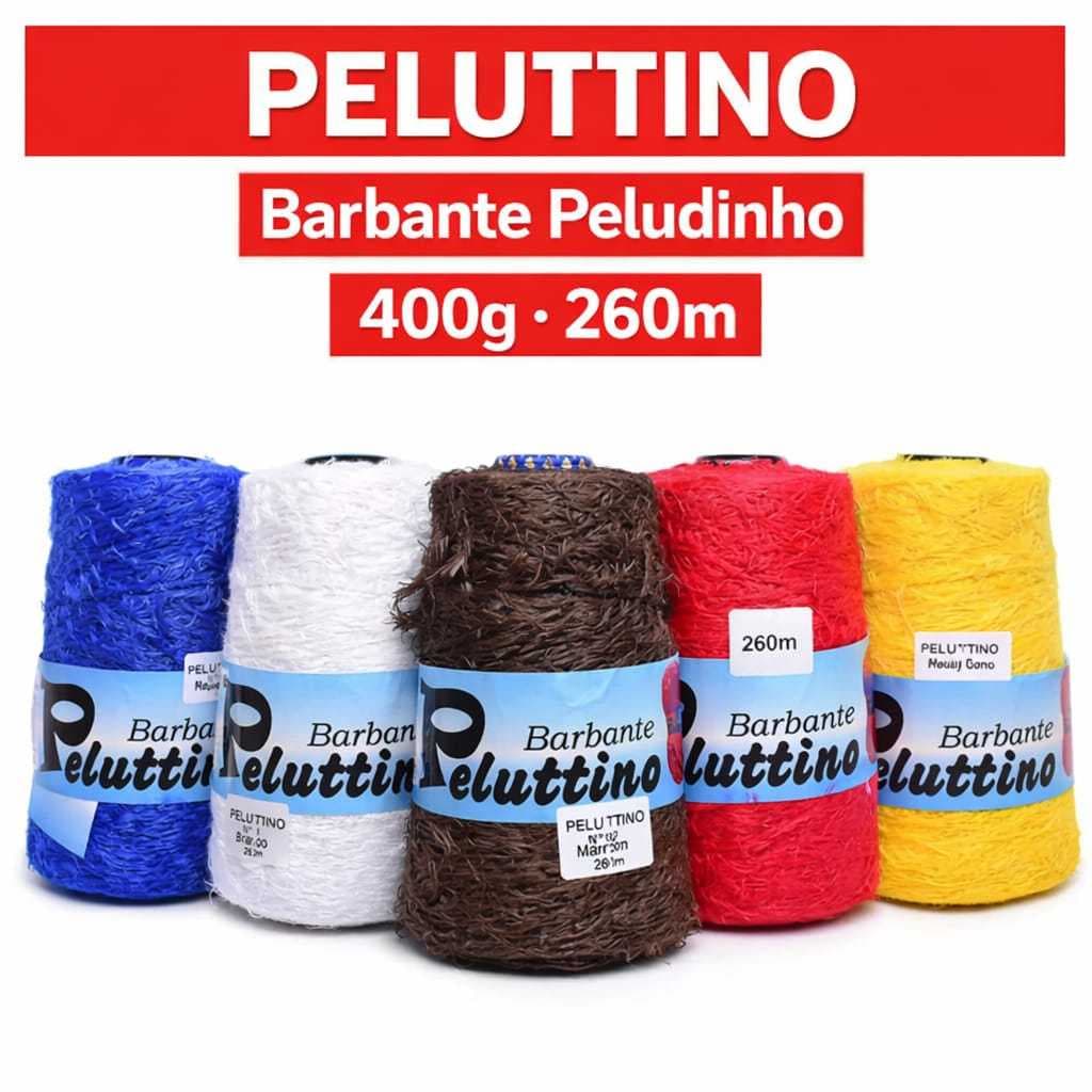 Peluttino 400gr. Várias cores. Barbantes Colonial.  260 metros