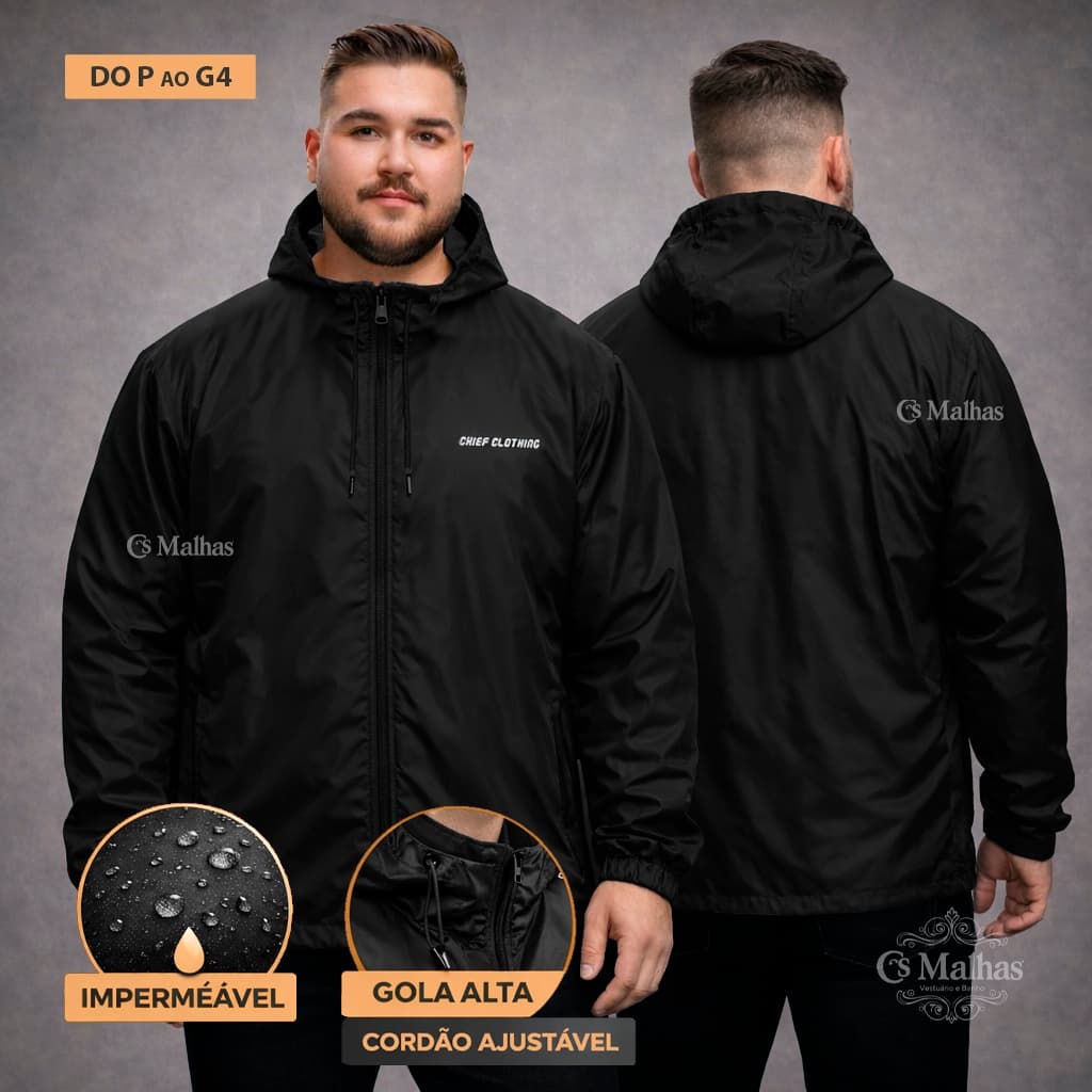 Jaqueta Corta Vento Masculina Impermeável P ao G4 Plus Size Simbolo Refletivo Semi Forrada Original