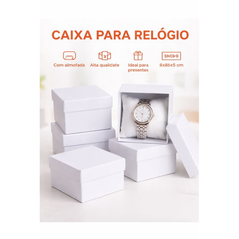 Caixa para Relógio Branca com Almofada – Estojo Porta Relógio para Presente