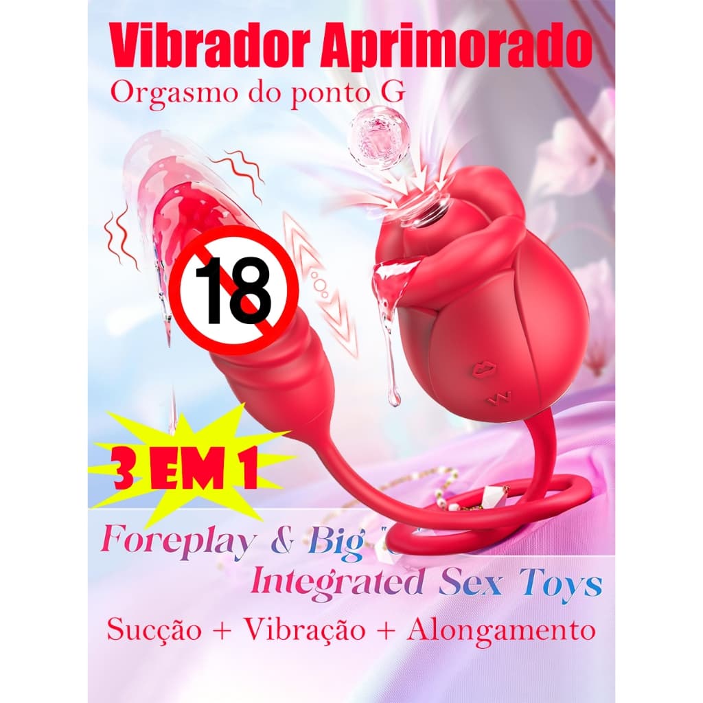 Alta qualidade de Vibrador rosa 3 em 1, com 10 níveis de sucção e 7 níveis de extensão, estimulador do ponto G e do ânus