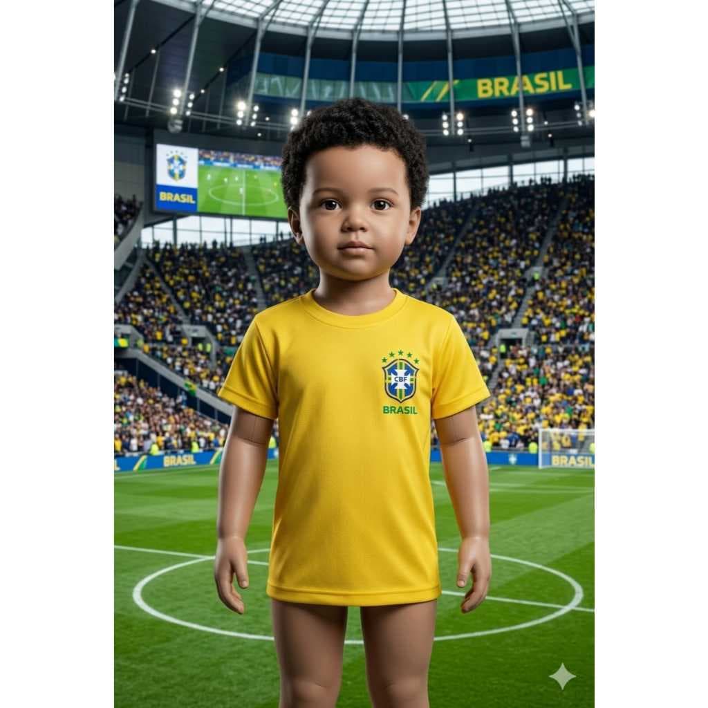 camiseta brasil infantil UV 50+termica proteção solar