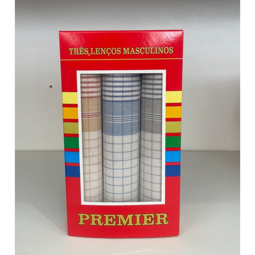 Kit 3 Lenços Masculinos de Algodão Premier – Lenço de Bolso Estampado Clássico