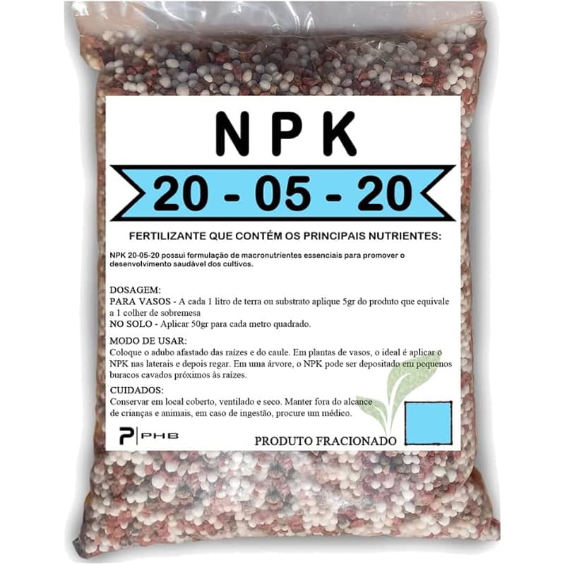 ate 5kg Adubo 20-05-20 NPK, 100% PRODUTIVIDADE e DESENVOLVIMENTO
