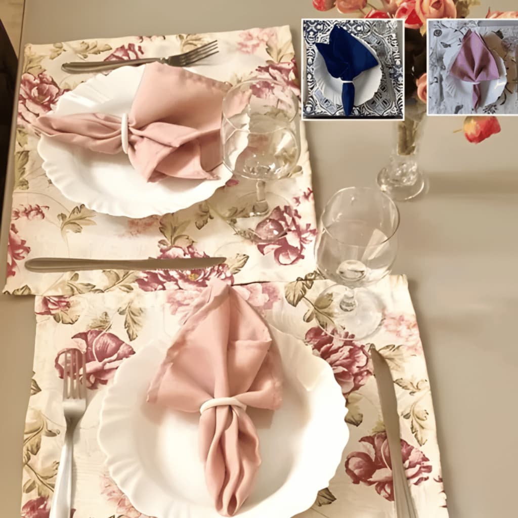 Jogo Americano Mesa Posta 4 peças Jantar Café da manhã 4 Americano 4 Guardanapo 4 Porta Guardanapo