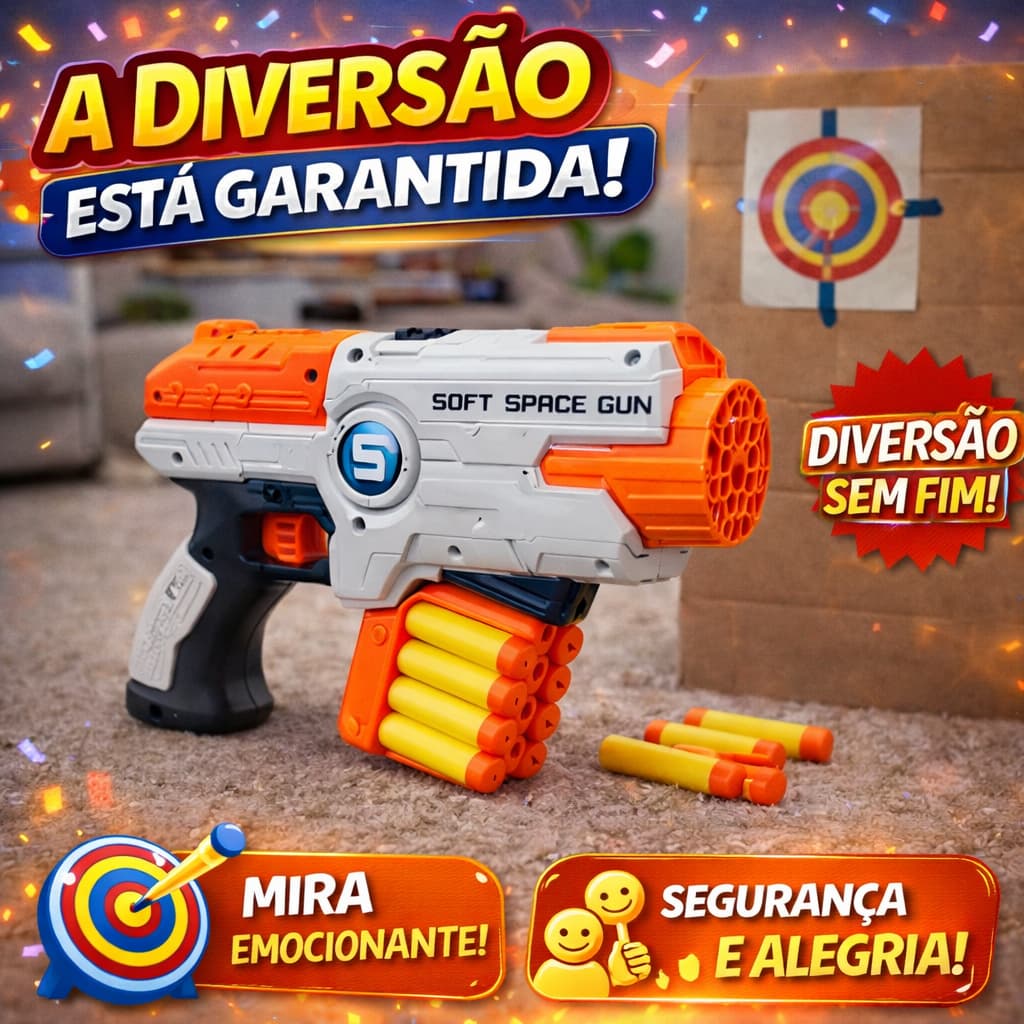Lancador Dardos Com Pente Refil Brinquedo Jogo Diversao Animacao