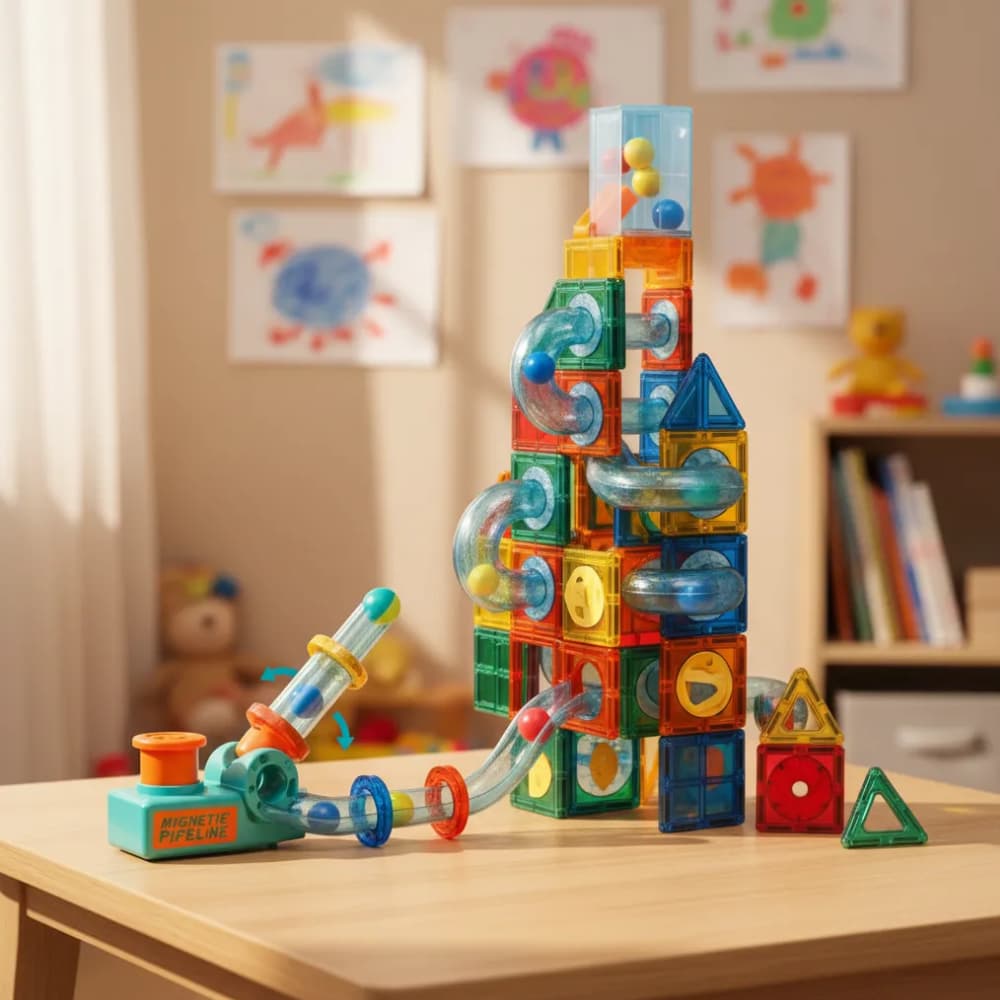 Blocos Montar Magnéticos 132 e 111 Peças Construção Brinquedo Educativo Infantil Laune Haus