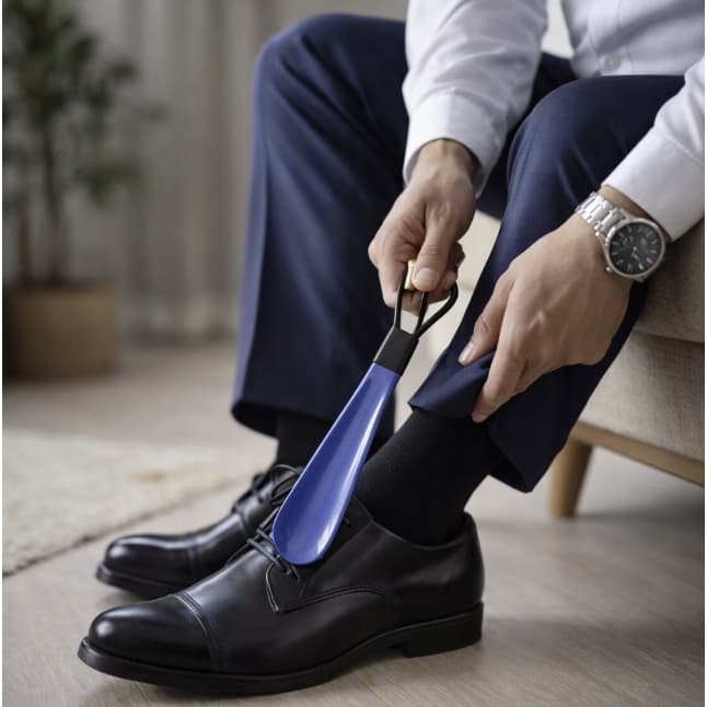 Calçadeira Suporte Para Calçar Sapatos Tênis com Alça 28cm C30