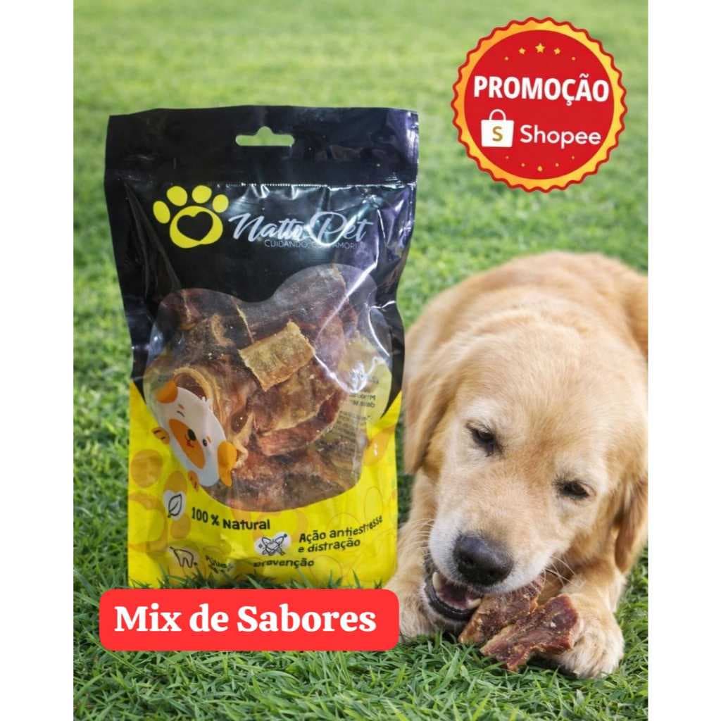 MIX DE SABORES 100g (média) petisco adestramento natural cães snacks mastigáveis mordedores pet 100% Natural