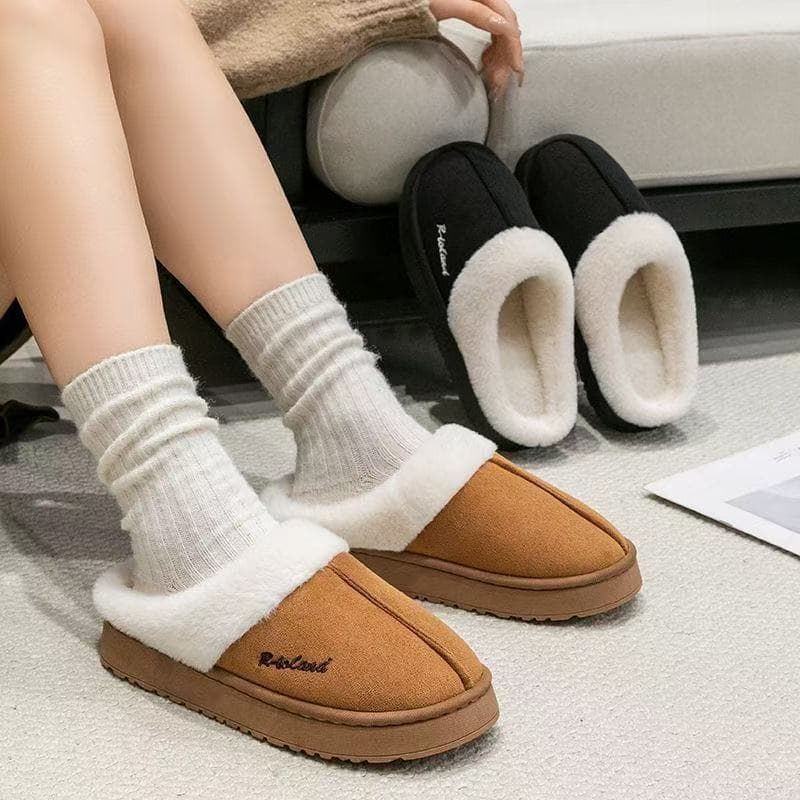 Pantufa Chinelo Pelúcia Inverno Adultos Solado Alto Borracha