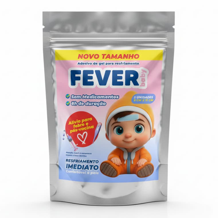 Adesivo FeverBaby – Alívio Geladinho para Febre e Pós-Vacina - Novo Tamanho: 5x11cm