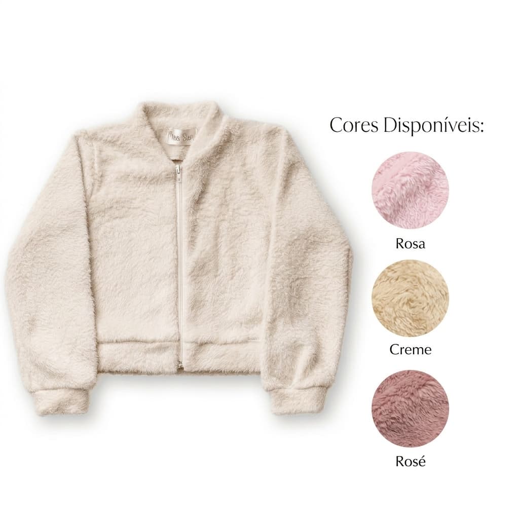 Casaco Infantil Menina Pelo Quentinho Inverno Luxo