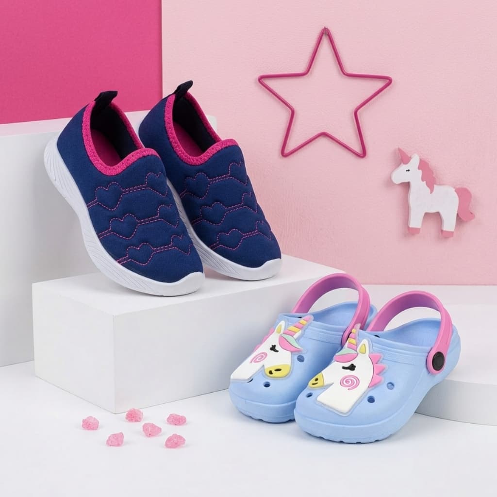 Kit Tênis Infantil Feminino + Sandália Babuche Infantil Menina Varias Cores Macio e Confortável
