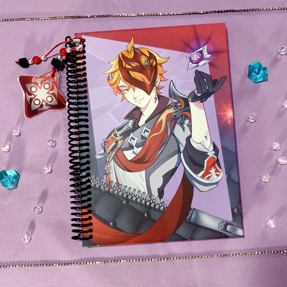 SKETCHBOOK Caderno para Desenho 90gr - Tartaglia - Childe - Genshin Impact - Encadernação em Espiral - A5 21x15cm