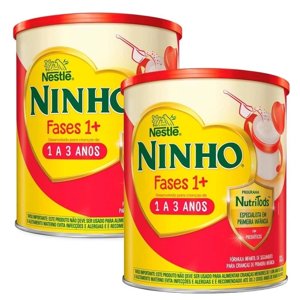 Kit 2x Leite Ninho Fases 1+ 800g Nestlé | Fórmula Infantil 1 a 3 Anos
