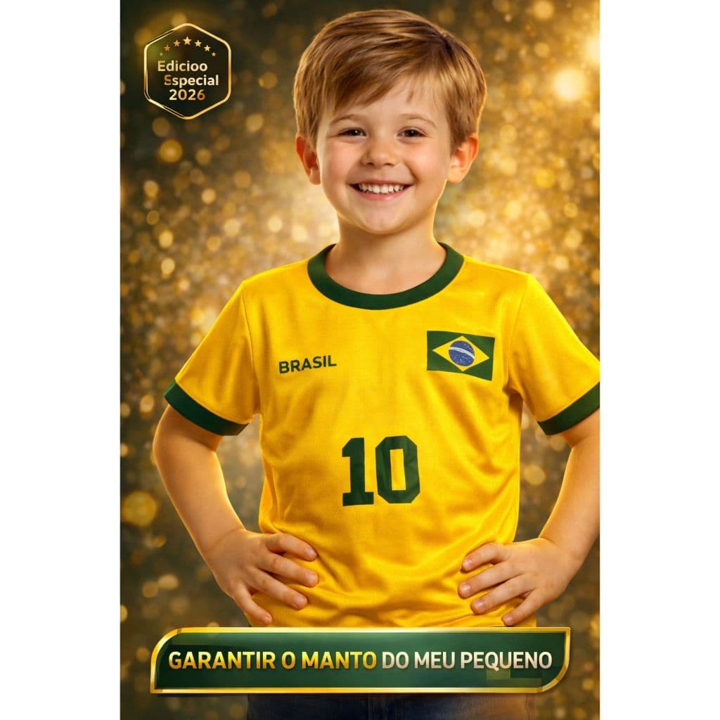 Camisa Infantil Brasil 2026 Dry Fit Premium 🇧🇷 Confortável Não Esquenta Unissex Promoção