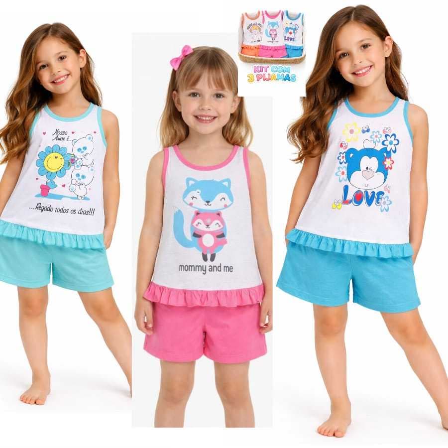 Kit 3  Baby Doll  Infantil Regata Verão 059