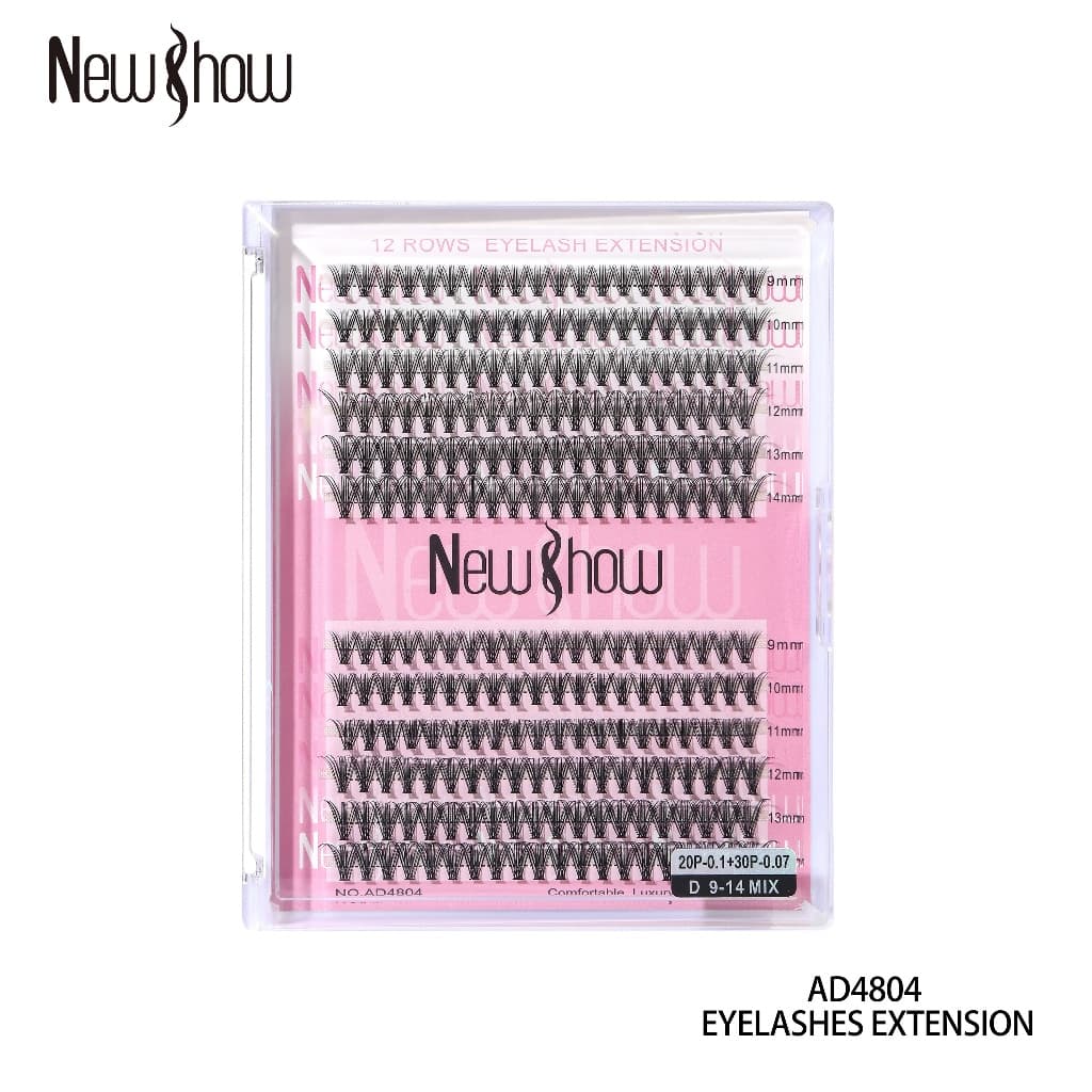 New Show Cílios Postiços MINK Tufos sem Nó 20P+30P/40P+50P D Mix9-14mm-Extensão Profissional