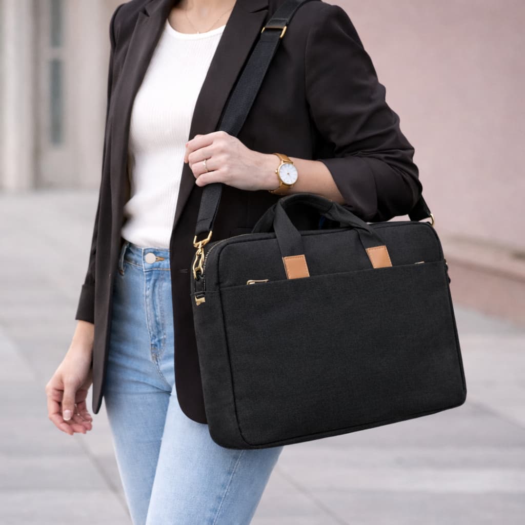 Bolsa Pasta Executiva Sofisticada Para Notebook Impermeavel Alça Resistente Capa 15 Polegadas Maleta Preta Protetora
