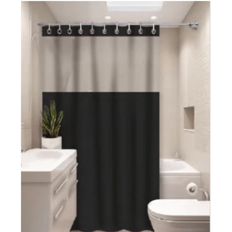 Cortina para Box Banheiro com Visor Vinil com Visor e Gancho Anti Mofo Resistente - Envio em 24h