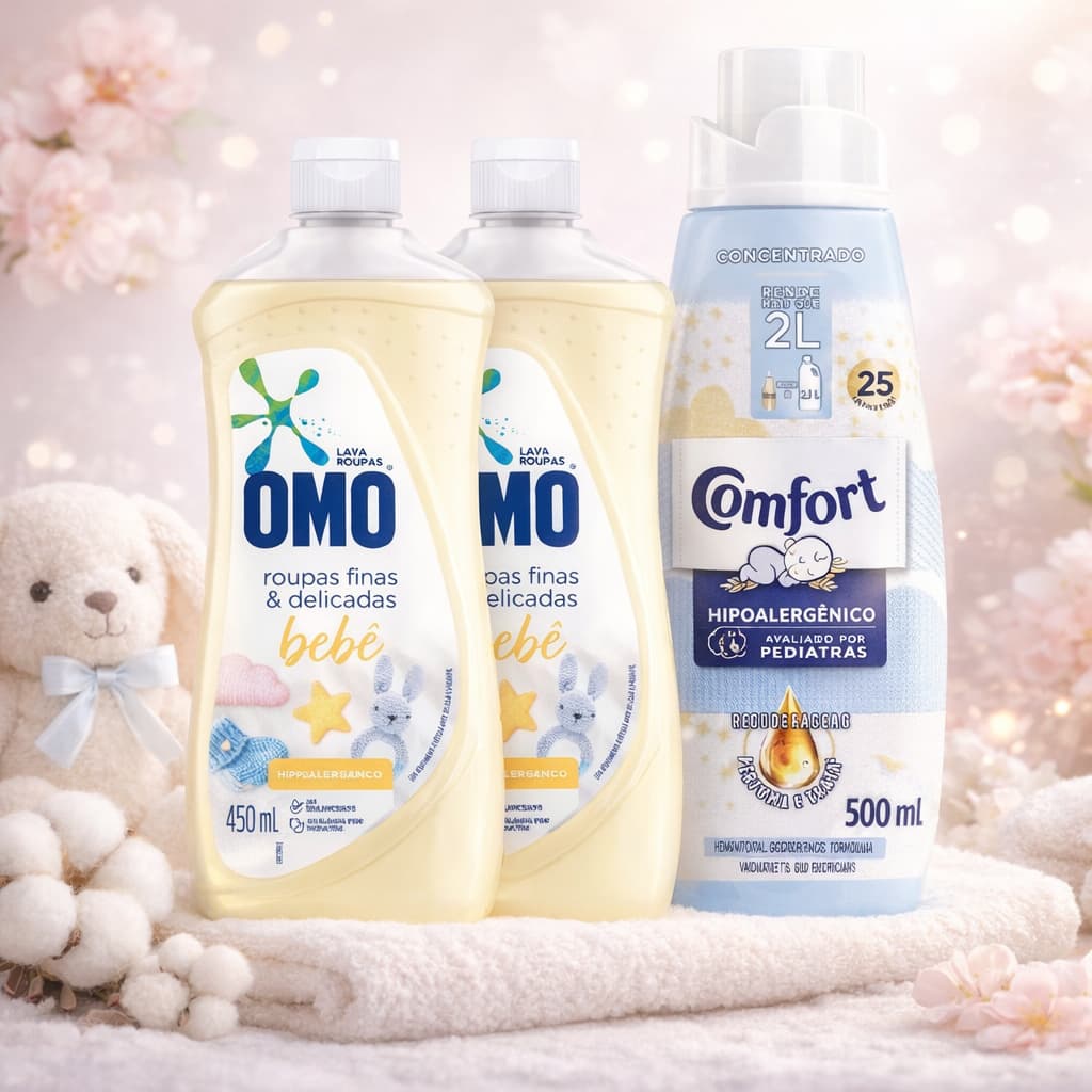 Kit 2 OMO Bebê Lava Roupas Delicadas 450ml + Comfort Puro Cuidado 500ml