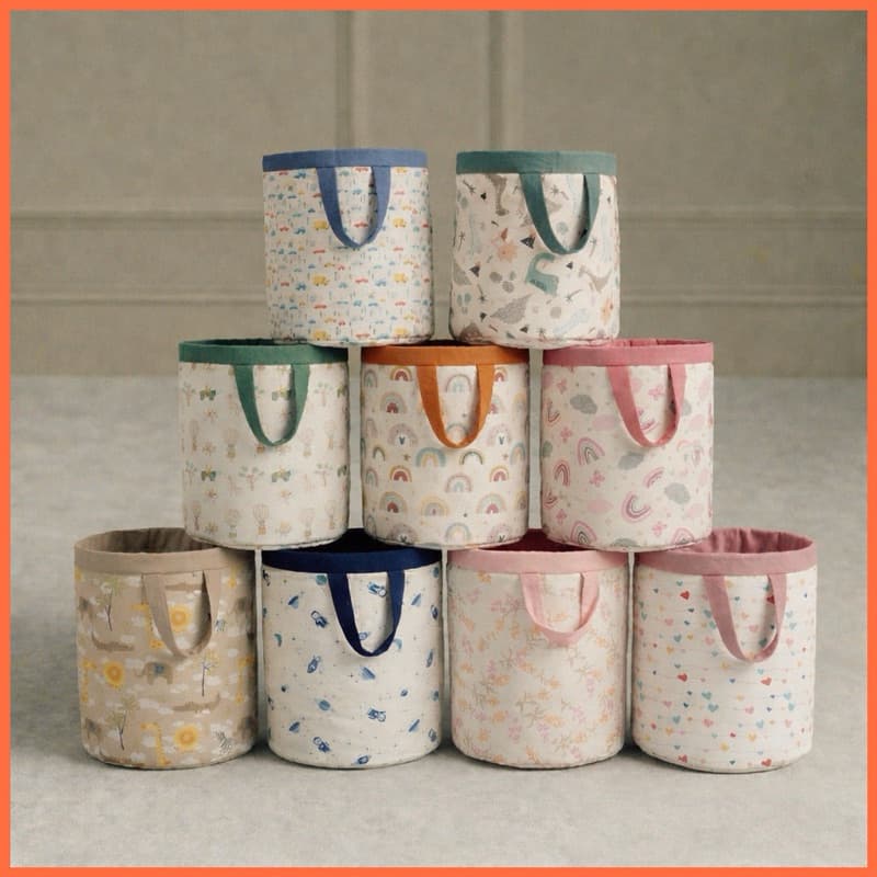 Cesto Organizador Infantil Brinquedos Roupa Algodão Dobrável Grande Quarto Bebê Menino Menina