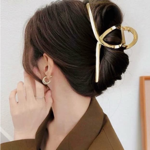 Presilha de Cabelo Feminina Luxo Dourada Minimalista Elegante para Coque -- Alta Fixação
