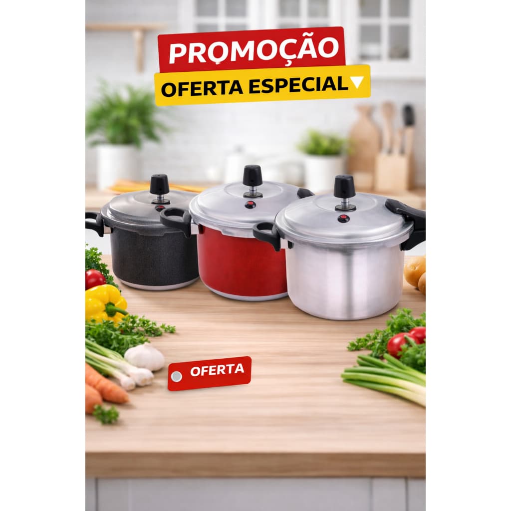 Panela de Pressão ASJ 4,5 Litros Alumínio Fechamento Externo Segura Cozinha INMETRO