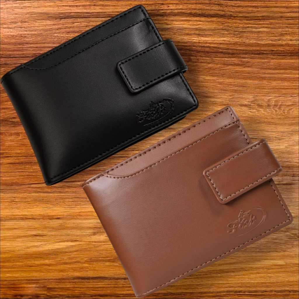 Carteira Masculina em Couro PU com Porta Cartão e RG Com ou Sem Aba