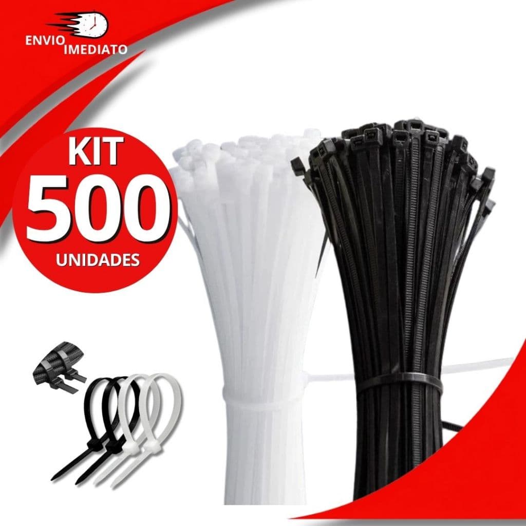 Kit JOGO 100/500 unid. Enforca Gato Cinta Plástica Nylon Abraçadeira Lacre Plástica Organizador Preto Várias Medidas