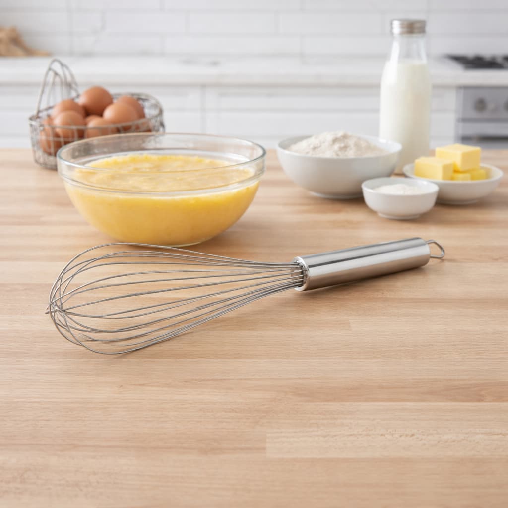 Foet Fue Batedor Profissional 35cm Inox Utensílio Culinário Premium Para Ovos Claras Massas E Bolos Cabo Ergonômico Leve