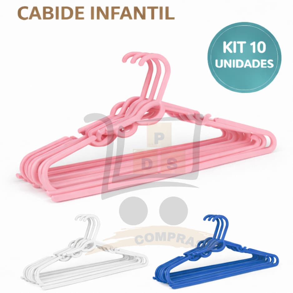 Cabide Infantil Bebe Reforçado Kit 10 Unidades Colorido