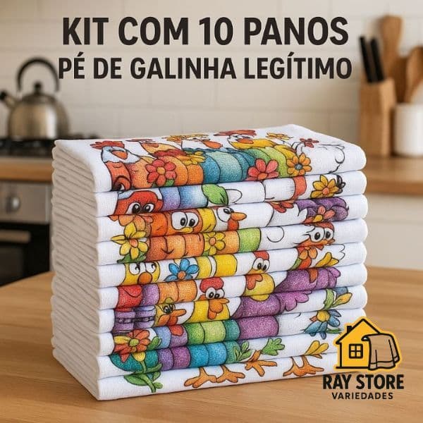 10 Pano De Prato Pé de Galinha Atacado Estampado 100% Algodão Alvejado Com Bainha
