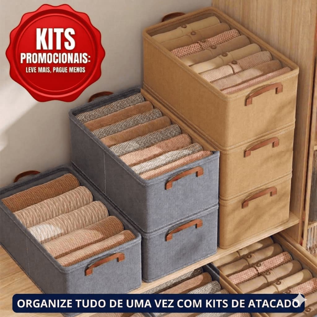 Kit 2 a 12 Caixa Organizadora Cesto Organizador de Roupas, Íntimas e Calças Toalhas Praticidade Organizadora Caixas