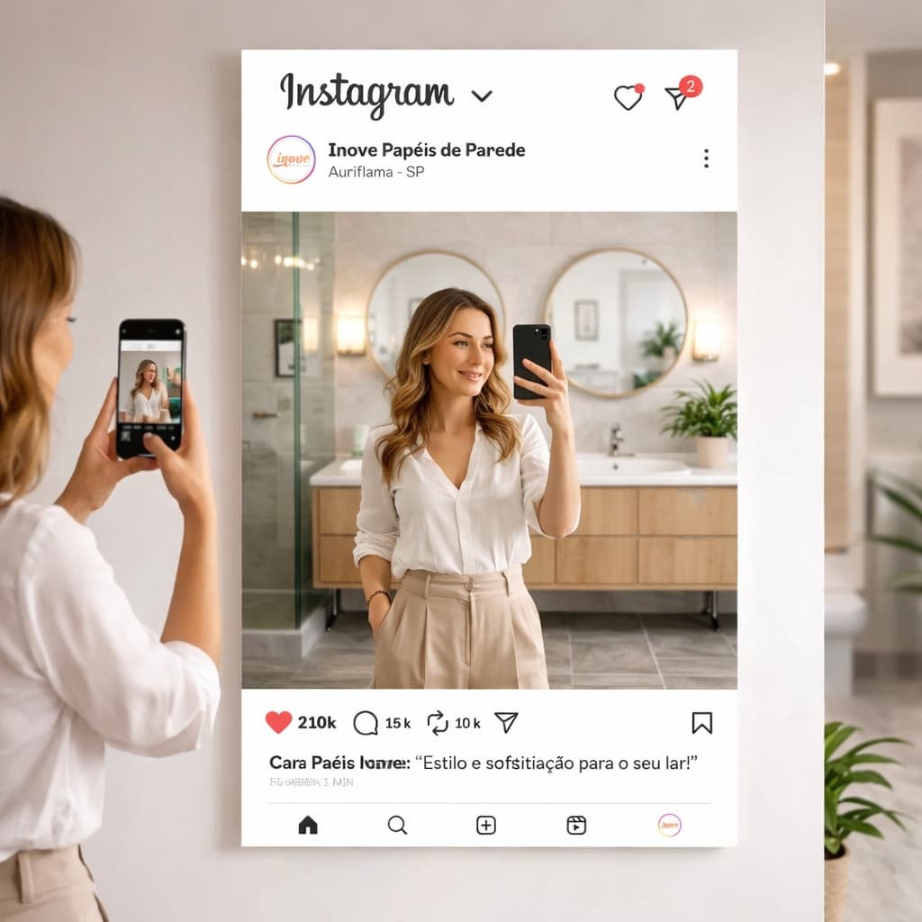 Espelho Decorativo Instagram 80x50cm Personalizado para Loja e Eventos | Moderno Perfeito para Fotos